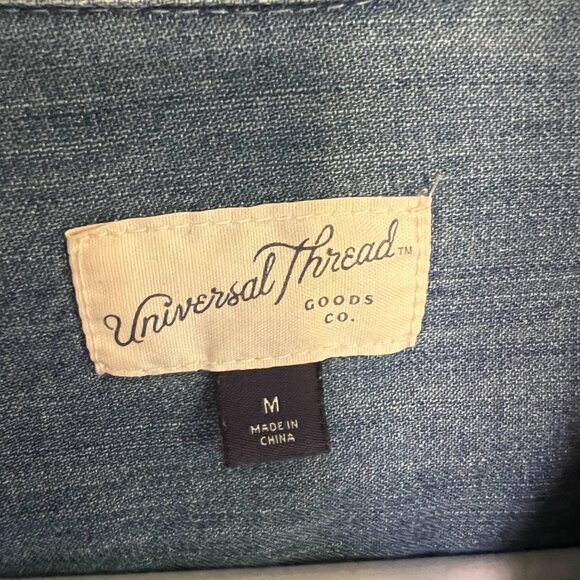 Universal Thread Denim Shirt Dress – Medium – Belted, Frayed Hem - Picture 3 of 4